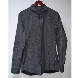 Hugo Boss BOSS Slim Fit Black Geometric Print Button Down Shirt Large